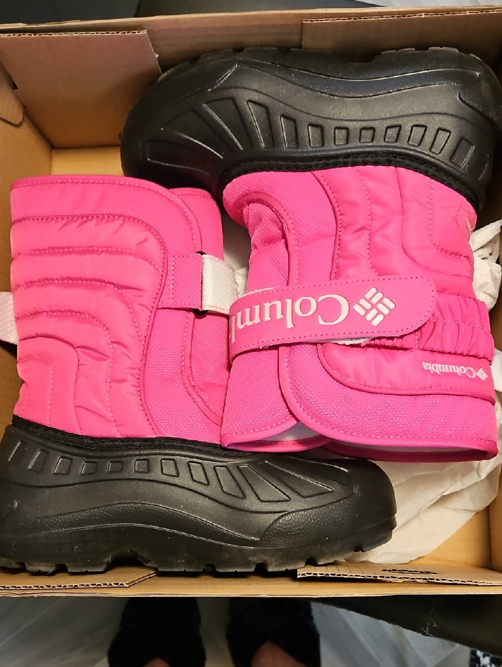 Sz 3 Columbia Pink and Black Kids Snow Boots